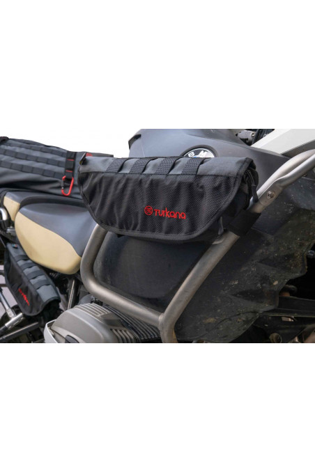 PelliPouch Turkanagear handle bar motorcycle luggage, frame bag pouch valuable items easy access. Attach anywhere on bike