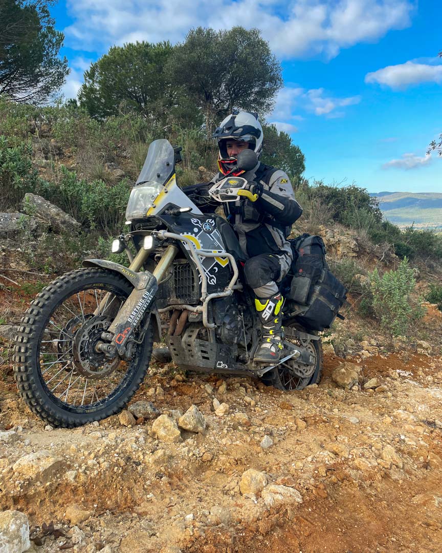 Getting stuck on a hill in Spain will happen. It helps to pack light and use waterproof and dust-proof lightweight saddlebags