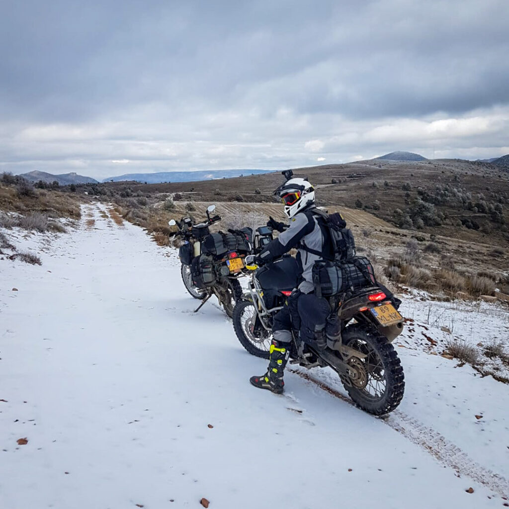 Conditions riding in the mountains in Spain can easily change. Having waterproof luggage is a must.