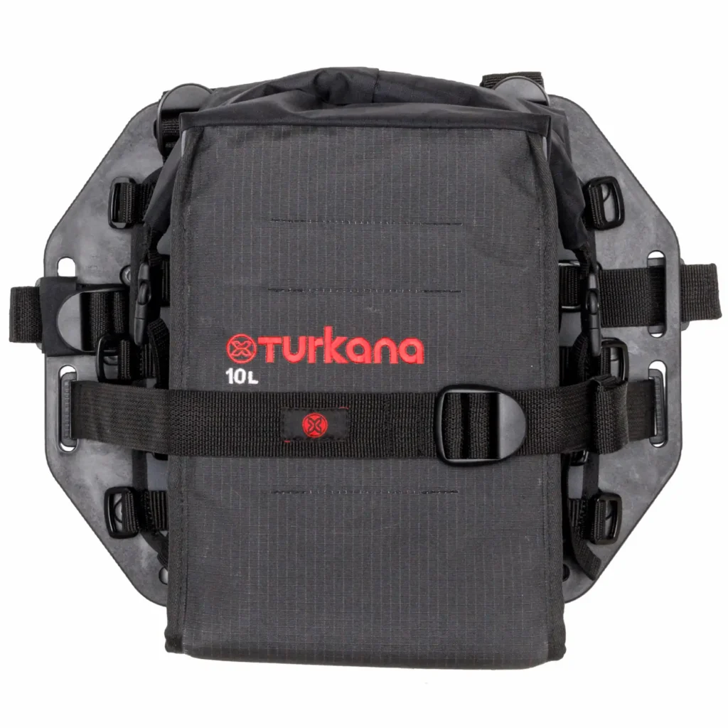 Turkana 10L TrekBag mounted to GeckoGrip harness and HippoHip HardPlate