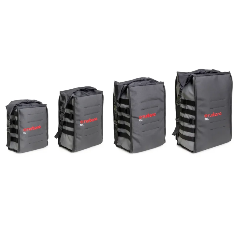 Turkana TrekBags motorcycle luggage range available in 5L, 10L, 15L and 20L sizes