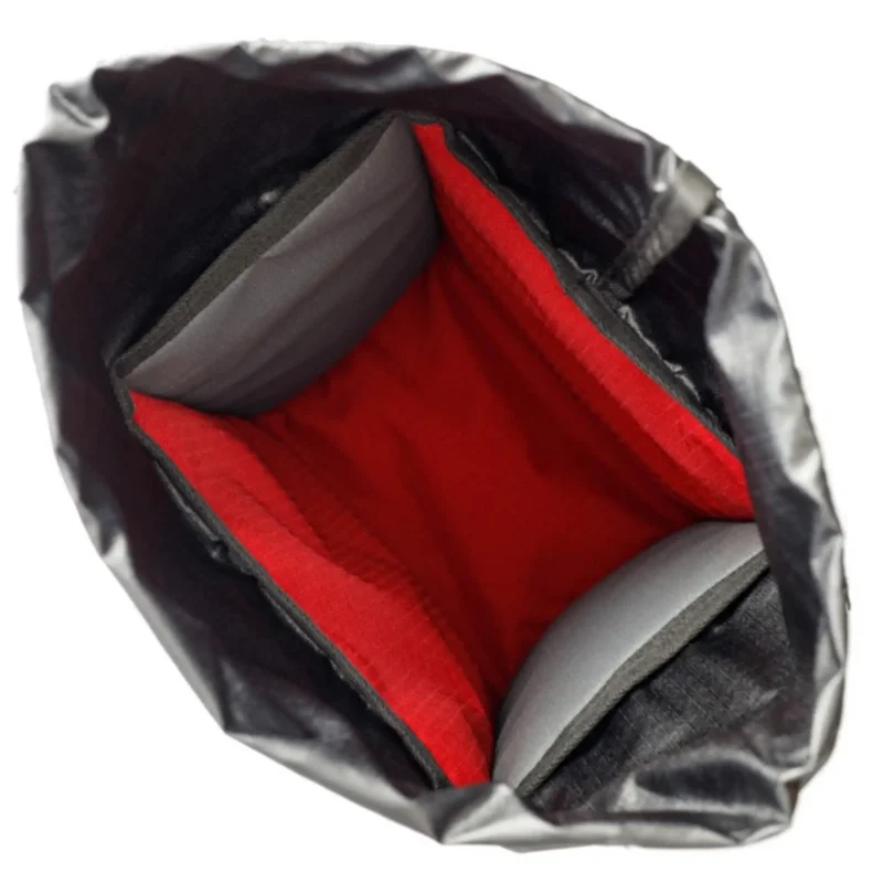 Inside view of Turkana TrekBag showing reinforced construction and red interior lining
