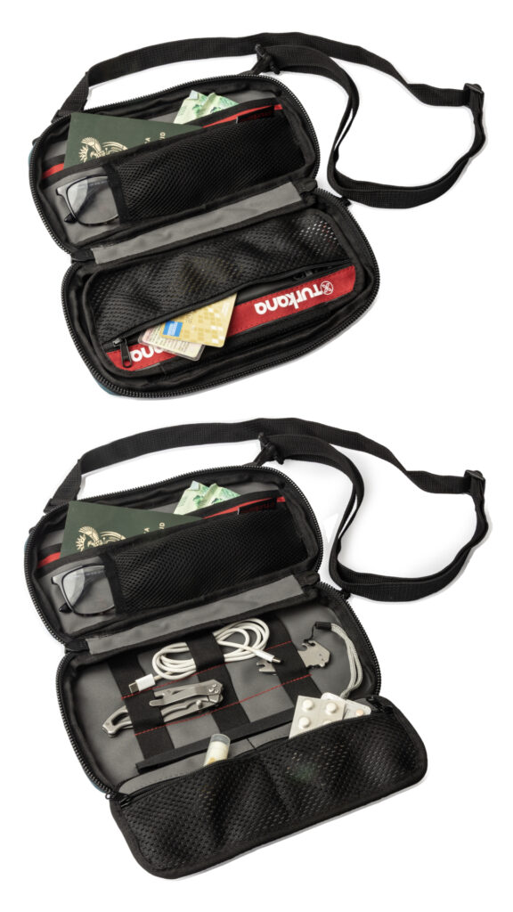 Turkana StowCrow  EDC 
Every Day Carry- Sling bag, storage sleeves and removable zip pockets. Mobile phones, passports, wallets, keys, ect