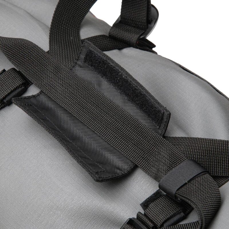 Close-up of the Turkana Duffalo’s Velcro top handle strap for secure carrying and tie-down.