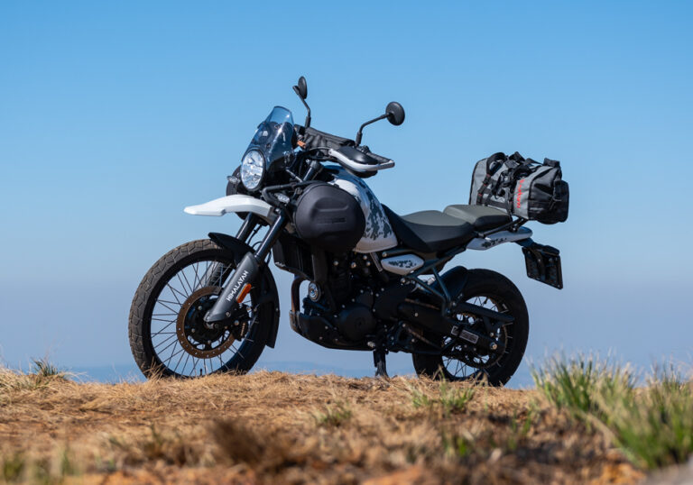 Royal Enfield Himalayan 450 loaded up with Turkana Gear — ready to chase dust, gravel, and the unknown