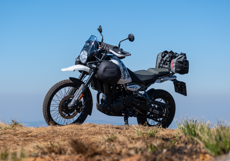 Royal Enfield Himalayan 450 loaded up with Turkana Gear — ready to chase dust, gravel, and the unknown