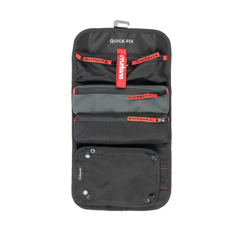 Built for flexibility: the Turkana StowCrow Tool Pouch works as a roll, hang-up organizer, or strapped to racks. Modular pockets and tie-down options mean your tools stay put on any adventure.