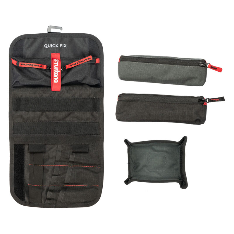 Built for flexibility: the Turkana StowCrow Tool Pouch works as a roll, hang-up organizer, or strapped to racks. Modular pockets and tie-down options mean your tools stay put on any adventure.