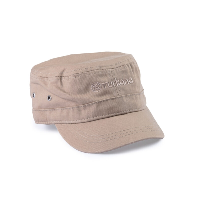 Back view of Turkana DustDevil Cap with adjustable strap and front red logo.