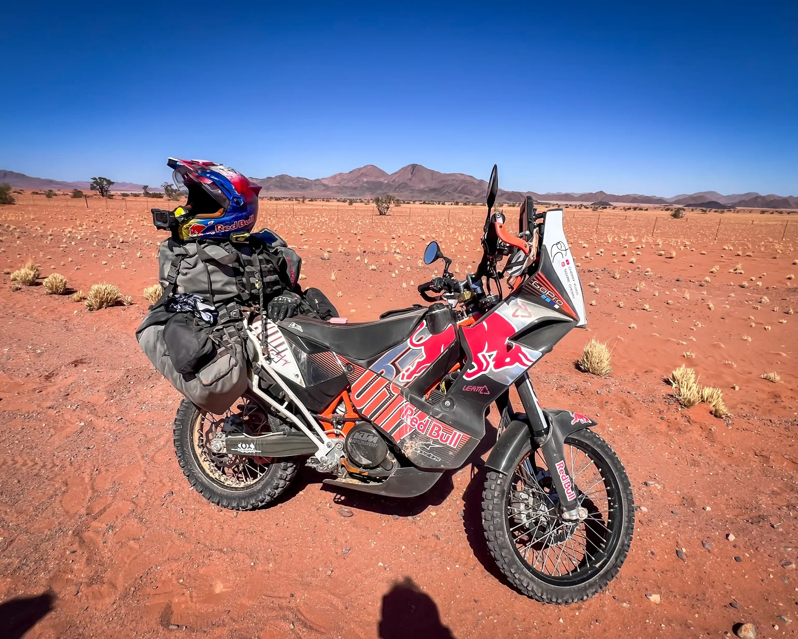 KTM 690 Enduro with Turkana luggage in the Namibian desert