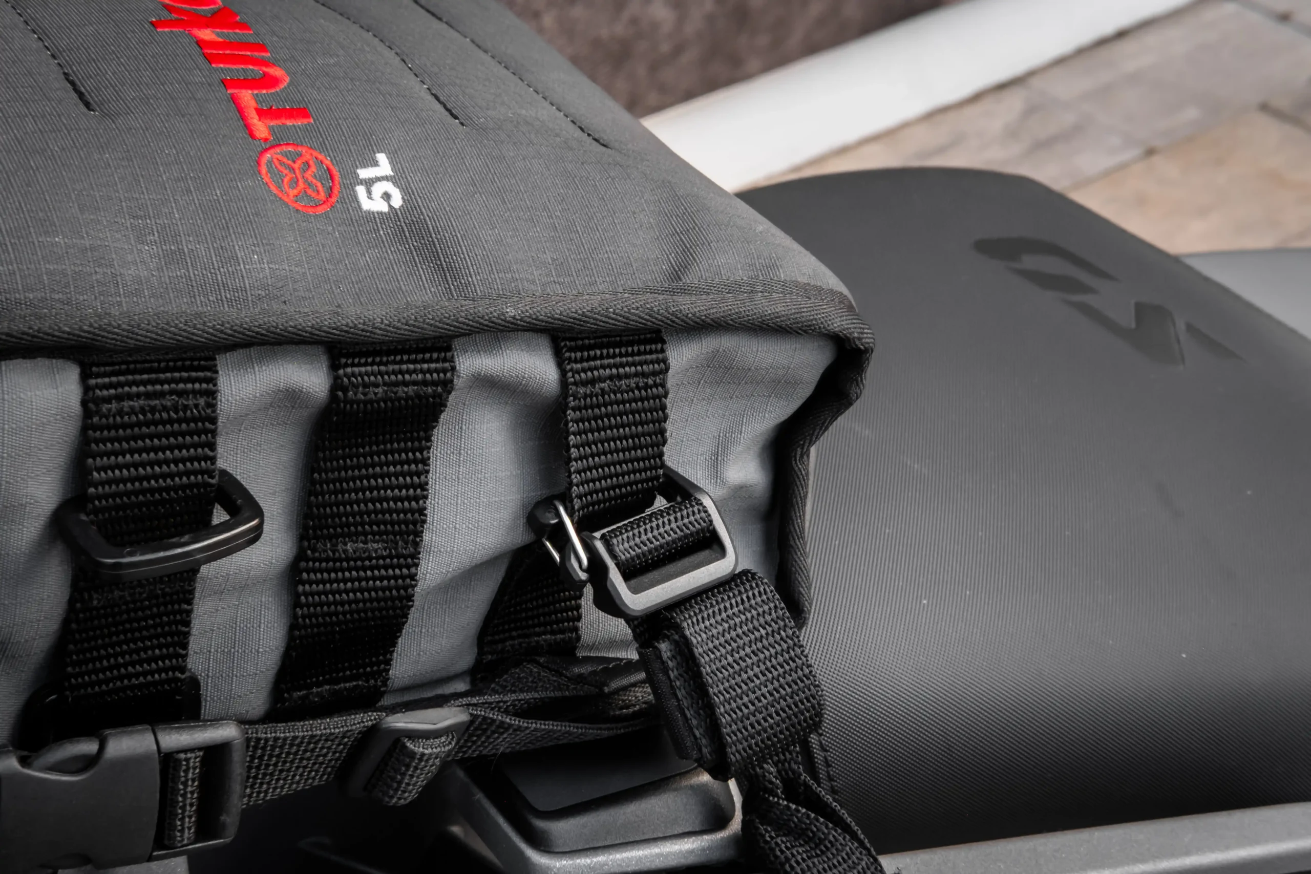 BoaBands adjustable quick-release G-Hook buckle attached to Turkana TrekBag